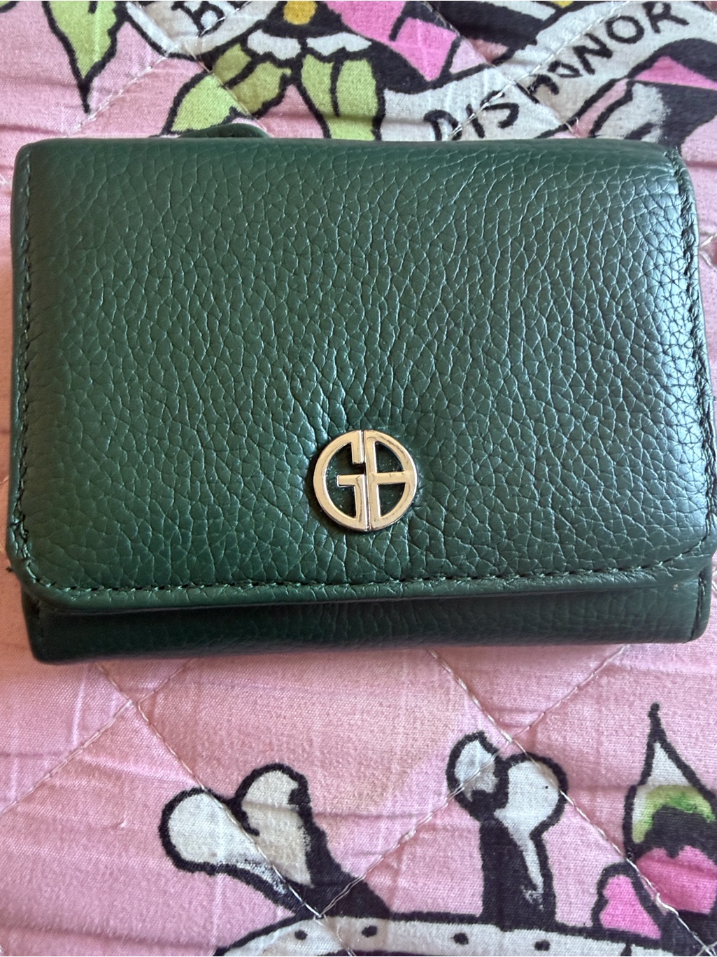 Giani Bernini Green Pebble Leather Compact Card  Key Holder
